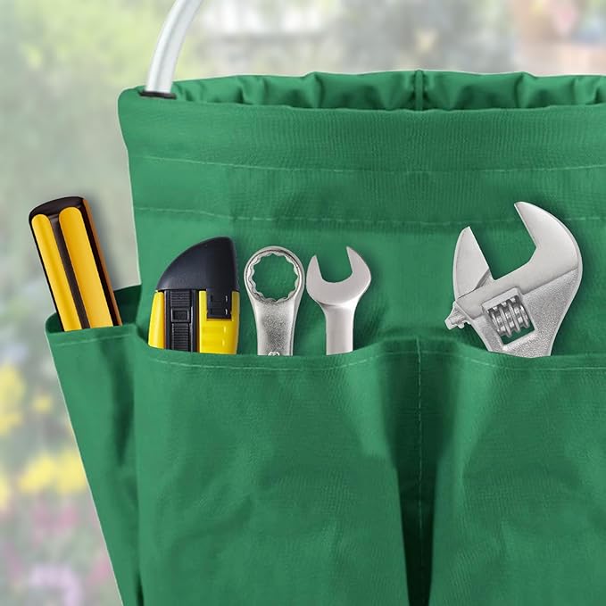 Garden Tool Bag with Pockets, 17L Large Waterproof Oxford Gardening Tote, Non-Slip Rubber Grip Handles, Durable Organizer for Garden Supplies (Green)