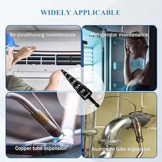 6-in-1 HVAC Repair Tool with Bit Holder, Swage Tube Expander, Boring Drill Bits, Air Conditioner Copper Pipe Flaring Tool with 1/4", 3/8", 1/2", 5/8", 3/4" and 7/8" Bits