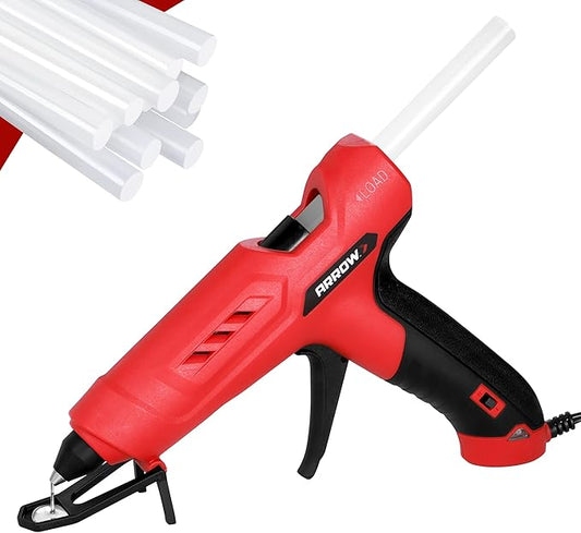 Arrow Full Size Dual Temp Glue Gun Kit with 12 Sticks - Professional, High/Low Temperature, Fast Heating, Heavy Duty with Stand for D챕cor, Crafts, Repairs, Construction