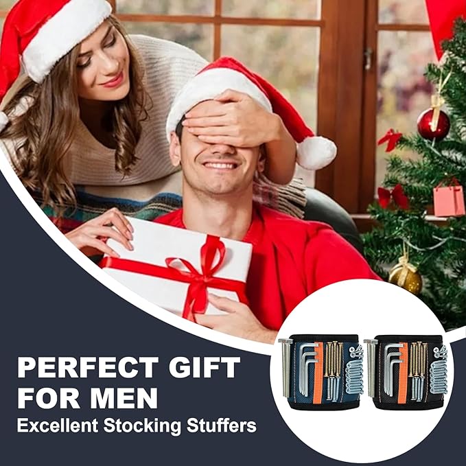 Azuneyeunt 2 Pack Magnetic Wristband for Tools ??Lightweight Tool Belt & Portable Magnet Wristband for Holding Screws, Nails, Drilling Bits ??Best Tool Gifts for Dad, Husband, Grandpa, & Handyman