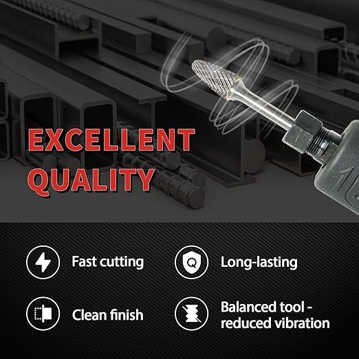 S&F STEAD & FAST Carbide Burr with 쩌??Shank 쩍??Cutter Dia 1??Length, Professional Grade Tungsten File, Die Grinder Bit for Electric or Air Die Grinder, Tree Round Nose, Grinding Burr bit for Metals