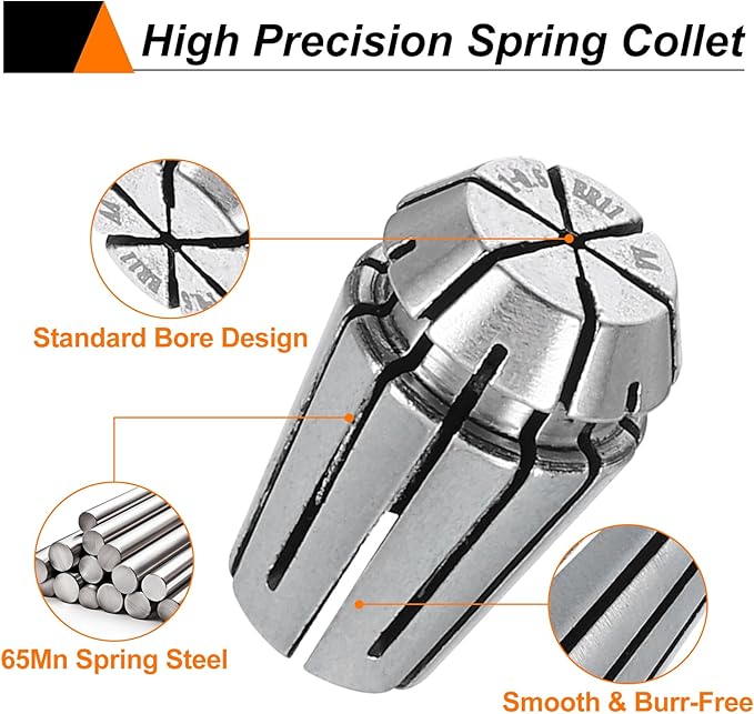 HARFINGTON Spring Collet Chuck ER11 1mm 65Mn Spring Steel Precision Router Collets for CNC Engraving Milling Lathe Tool