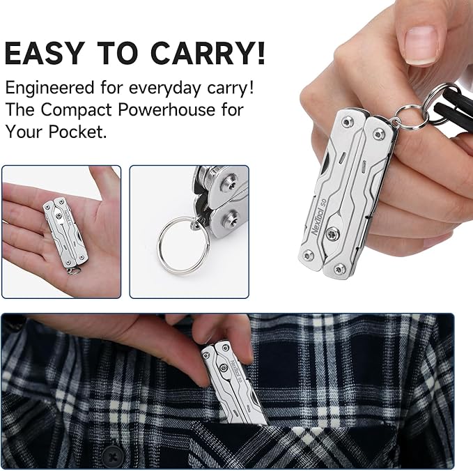 NexTool Micro Sailor Scissors S0, Mini Keychain Multitool with Serrated Scissors, 8-in-1 Lightweight EDC Tool for Travel, Outdoor, Everyday Carry, Cool Gadget for Men