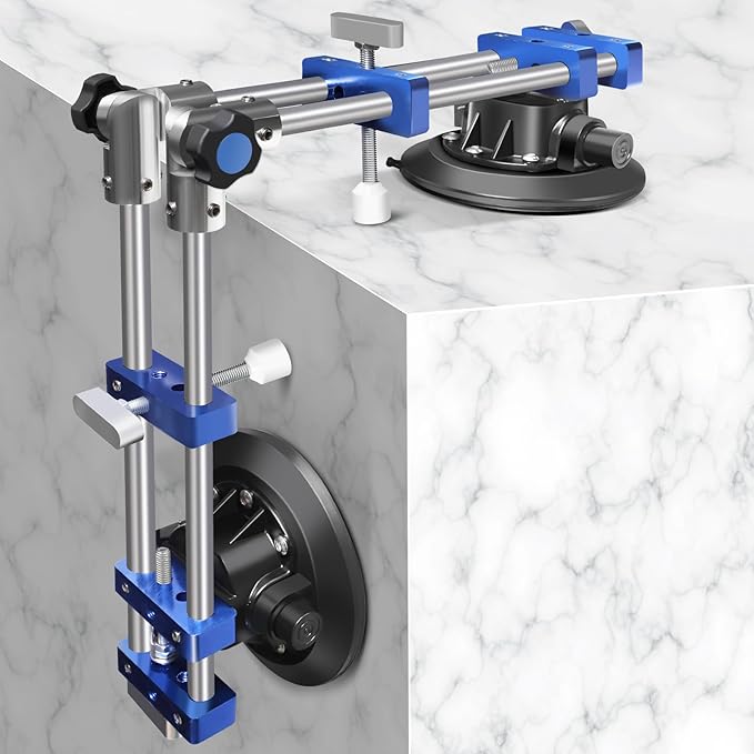 Right Angle 90-270 Degree Countertop Seam Setter 2 Pack with 7?섃?Vacuum Cups for Seam Joining and Leveling, Professional Stone Setter Installation Tool for Granite, Stone, Marble, Slab Tile