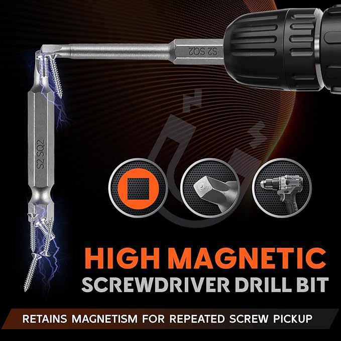 7PCS Magnetic Square Head Screwdriver Bits(50mm) SQ1 SQ2 SQ2.75 SQ3 SQ4 SQ5 Portable Multi-Purpose Screwdriver Set for Home, Work, DIY