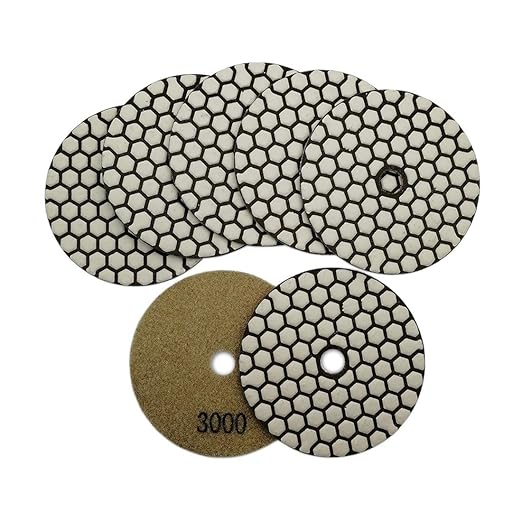 SHDIATOOL 7Pcs 4 Inch Dry Diamond Polishing Pads Grit 3000 for Granite Marble Stone Sanding Disc