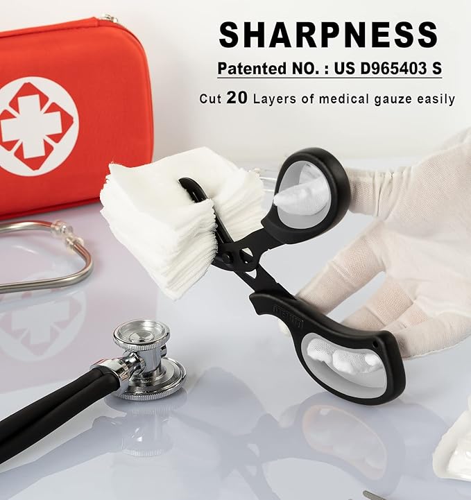 MEUUT 3 Pack Pen light & Medical Scissors-One Pantented Trauma Scissor Two LED Penlight with Pupil Gauge -8" Bandage Scissor for Nurse Doctor EMT