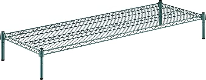 21" x 60" x 8" Green Epoxy Wire Storage Shelf, Dunnage Rack, Commercial 1 Tier Small Shelf