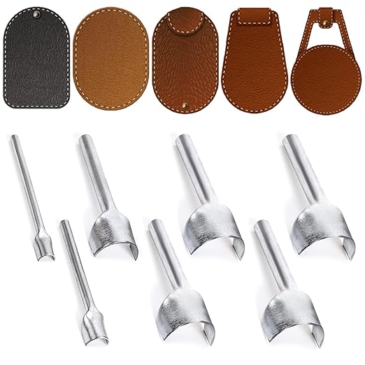 Caydo 7 Pieces Leather Craft Tools Half-Round Punch for Crafting Strap Belt, Wallet and Bag DIY Handwork 10-40mm