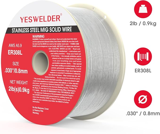 YESWELDER Stainless Steel MIG Solid Wire ER308L .030-Diameter, 2-Pound, 3-Packs Strong ABS Plastic Spool Welding Wire