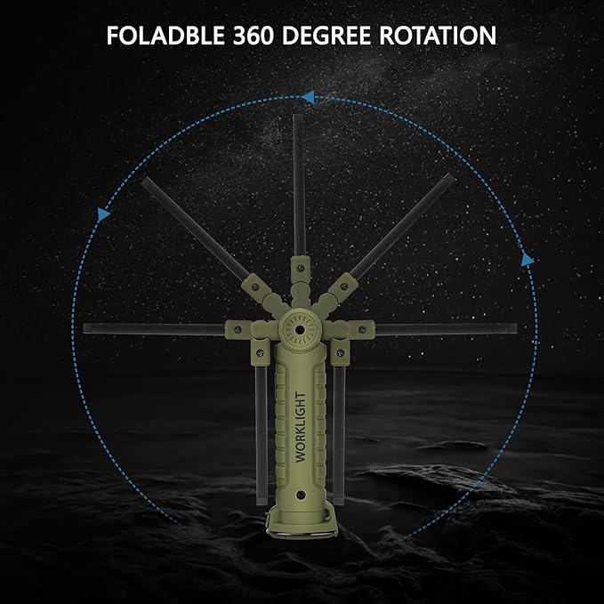 4 Pack Rechargeable LED Work Lights with Magnetic Base and 360째 Rotation, 5 Modes for BBQ, Camping, Reading, and Car Repair