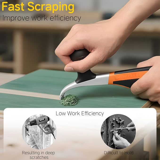 Premium Ergonomic Carbide Scraper - 2-1/2", Heavy-Duty Tool for Wood, Metal, Glass & Floors, Removal on Various Surfaces Dry Glaze, Stains, Putty, Scratches, Rust, Paint, Glue - 65 mm(with 2 X Blades)