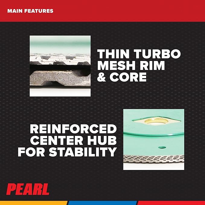 PEARL ABRASIVE CO. P4 Thin Mesh Turbo Porcelain Blade 4 1/2" 5/8"-20mm-7/8 4 Holes