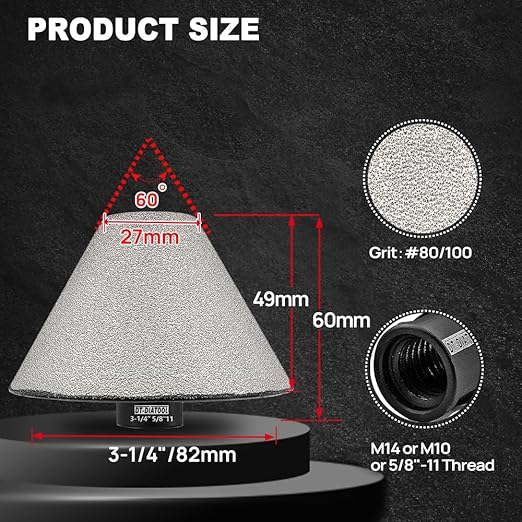 DT-DIATOOL Diamond Beveling Chamfer Bits for Granite Marble Tiles Existing Holes Enlarging Polishing Shaping Size of 27mm to 3-1/4 Inch Pack of 2