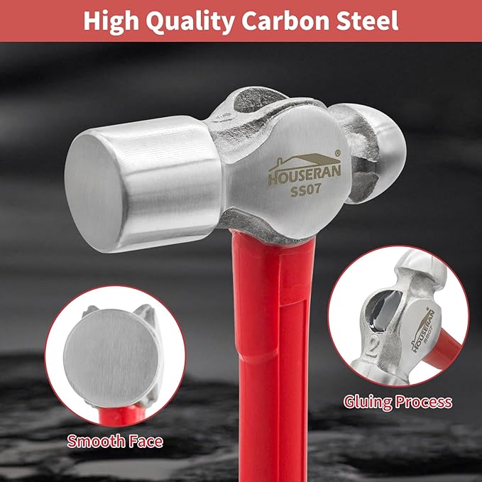Ball Peen Hammer 2 Lb, Big Ball Pein Hammer With Non-slip Rubber Grip, Metal Hammer For Metal Work, Rounding, Mechanics