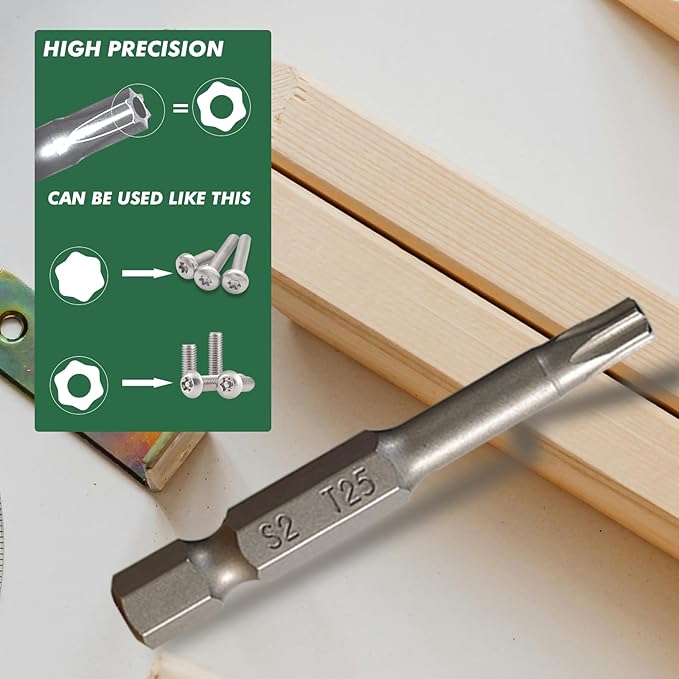T25 Impact Screwdriver Bit Set, 10 Pieces 2?쒾2 Steel Magnetic #25 Torx Tips Power Driver Bit Set with Organizer Case