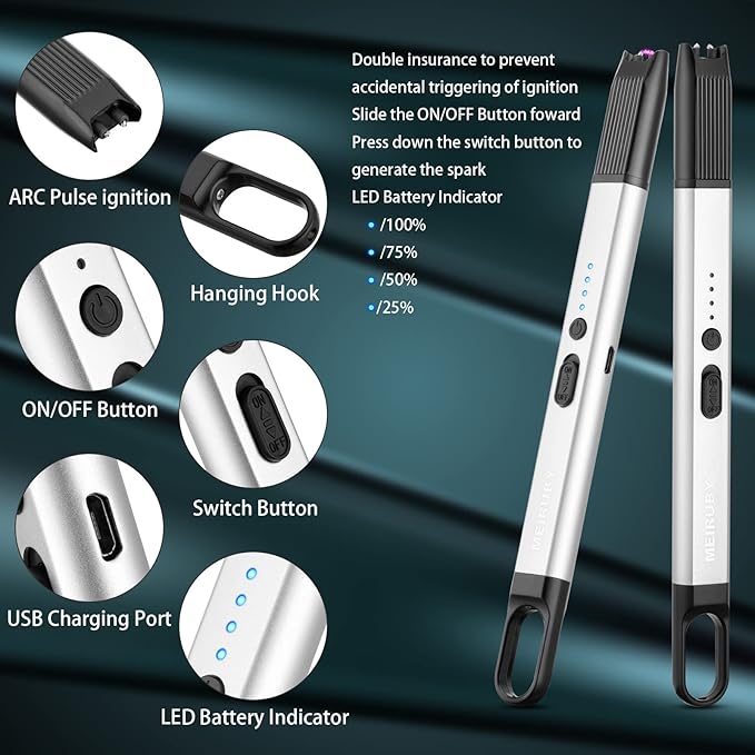 MEIRUBY 2 Pack Lighter Stocking Stuffers - Electric Candle Lighter for Adults, Women, Mom - Cool Gadgets for Gifts