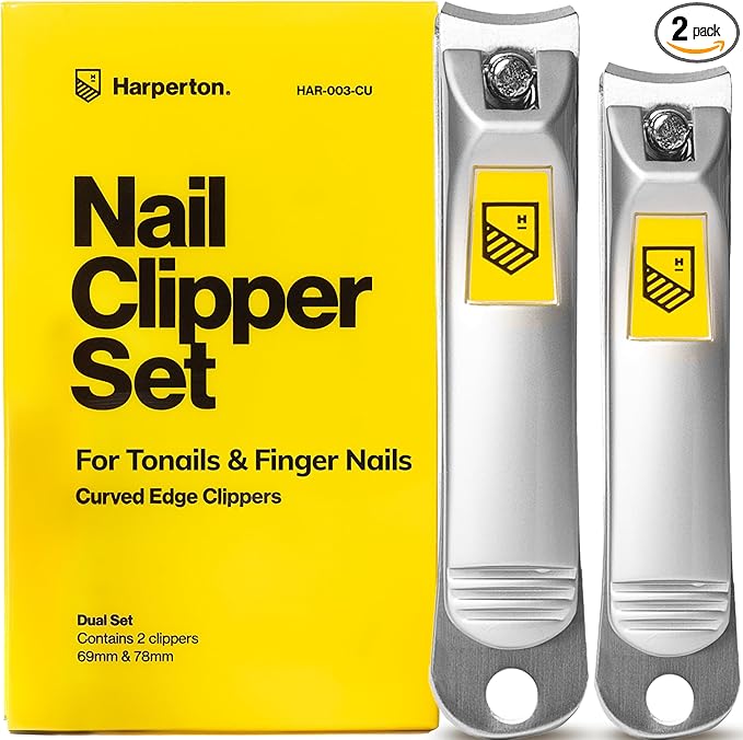 Ultra Sharp Nail Clippers Set - 2 Pack Stainless Steel Fingernail & Toenail Trimmers with Built-in Nail File for Women & Seniors (Silver)