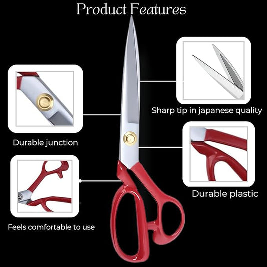 Professional Fabric Scissors 8'' - Heavy Duty Sewing Shears with High Carbon Steel Blades for Precise Cutting, Tailoring,Crafts, Industrial Strength Use, Sharp Precision Dressmaking Tools