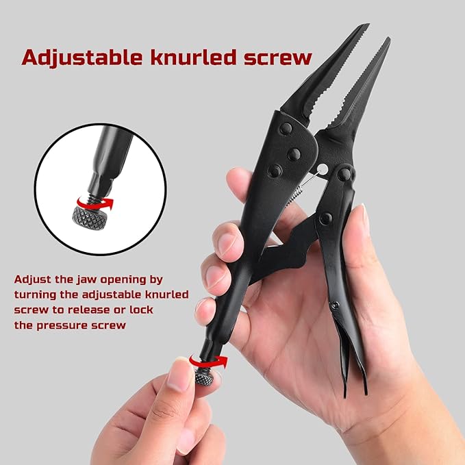 Lichamp Locking Pliers Set - 10 inch Curved Jaw and 9 inch Long Nose Vise Pliers, Vise Grips for Automotive, Plumbing, Metalworking