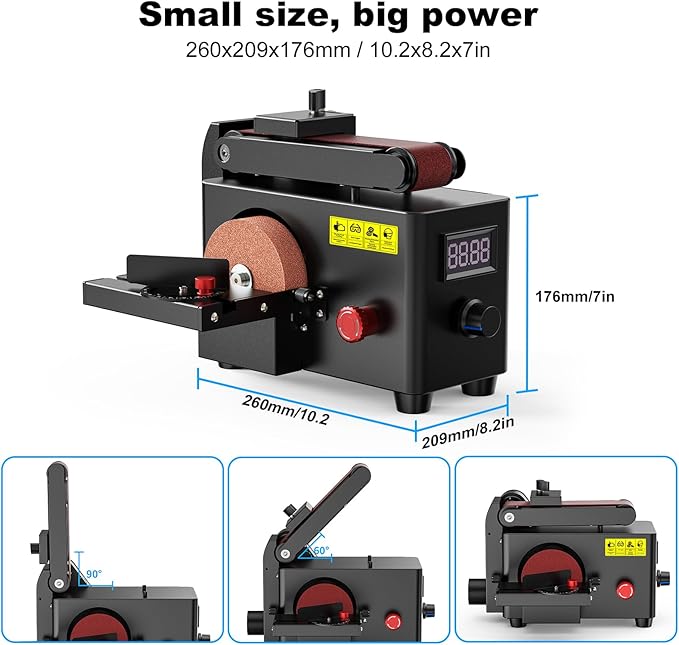 Twotrees Multi-Function Sander Combines Max Heat Bed Silicone Spring Grinding 200W Electric Sander 8500RPM Mini Belt Sander, suitable OUYZGIA 4pcs Black Acrylic (Black)