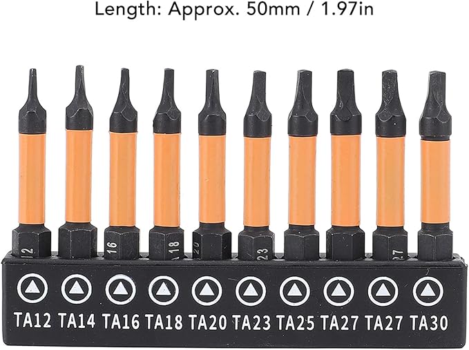Triangle Screwdriver Set,10 Pcs50mm Length 1/4 Inch Hex Shank S2 Alloy Steel Magnetic Triangular Drill Bit