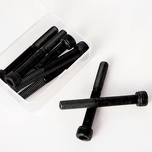 YIIFLY M12-1.75 x 75mm Socket Head Cap Screws, M12x1.75 Bolt,12.9 Grade Alloy Steel, Allen Socket Drive, Black Oxide Finish, Half Thread, Quantity 6