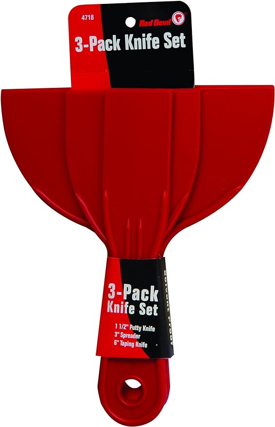 Red Devil 4718 3-Piece Plastic Putty Knife Set, Scraper Tool, Spackle & Paint, 1-Pack