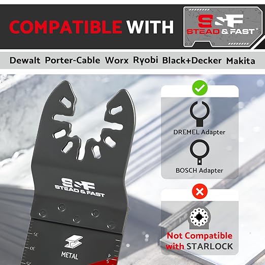 S&F STEAD & FAST Oscillating Tool Blade Carbide, Multitool Blades Industrial-Strength, Universal Fit for Quick Release, Oscillating Saw Blades for Hard Metal, Nails, Screws, Bolts, 4-Pack