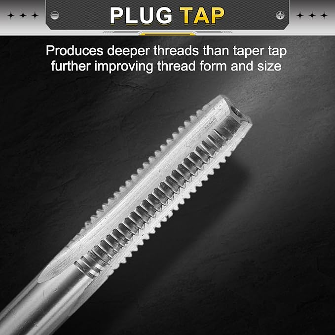 uxcell Hand Plug Tap M7 x 1 H2 Metric Thread Plug Style Taps Straight Flute Screw Tapping Threading Tool 9CrSi Alloy Tool Steel