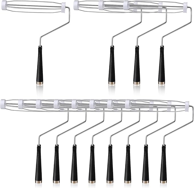 Gerrii 12 Pcs 9 Inch Paint Roller Painting Roller Frame 5 Wire Brush Supplies for Wall House Homes (Black)