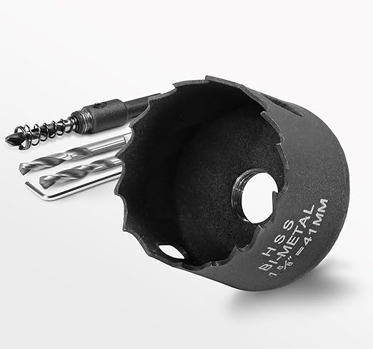 1-5/8 Inch Hole Saw with 9.1mm Triangle Shank Arbor, JTemgle Bi-Metal Hole Saw Heavy Duty Hole Cutting Tool for Cornhole Boards, Recessed Lights, Wood, Plastic, Drywall & Soft Metal
