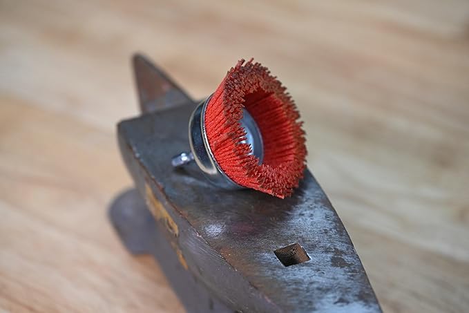 Century Drill & Tool 77231 3" Coarse Nylon End Brush, 80 Grit, 1/4" Quick Change Shank, 4,500 RPM - Nylon Bristles for Metal, Wood, Plastic, Masonry