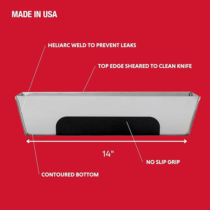 14" Radius Skimming Blade & Non-Slip Mud Pan Stainless Steel Kit I Advance Equipment MFG Co. I Professional Drywall Finishing Tools I 100+ Years Family Owned USA MADE
