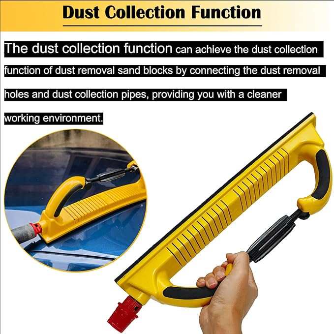 Toromp 2-3/4" x 15-3/4" Dust Free Longboard Hand Sanding File Block Adjustable Radius Flex with Hook & Loop Backing, Hand Sander Dust Extraction Sanding Block for Automotive, Woodworking - 1 Pack