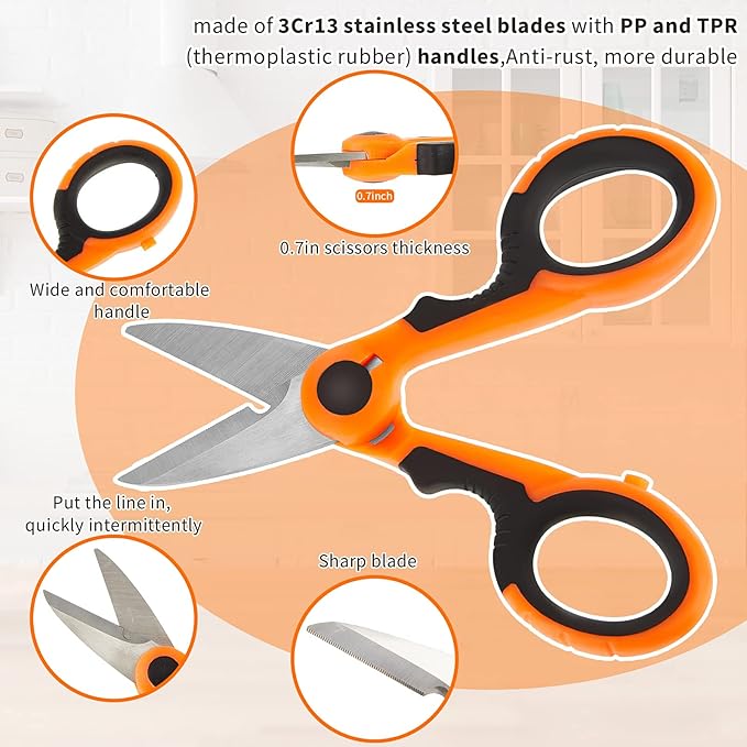Honoson 2 Pcs 5.7" Fishing Scissors Braided Line Cutters Fishing Heavy Duty 3cr13 Non Slip Serrated Edge Scissors Saltwater Freshwater Braid Multi Function Cutter for Trimming (Orange)