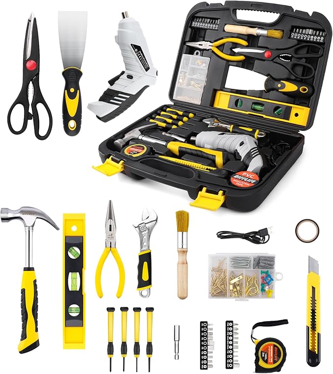 DIFFLIFE 136 Piece Tool Set,General Household Hand Tool Kit with Plastic Toolbox Storage Case-136 Piece…