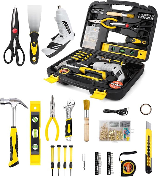 DIFFLIFE 136 Piece Tool Set,General Household Hand Tool Kit with Plastic Toolbox Storage Case-136 Piece…