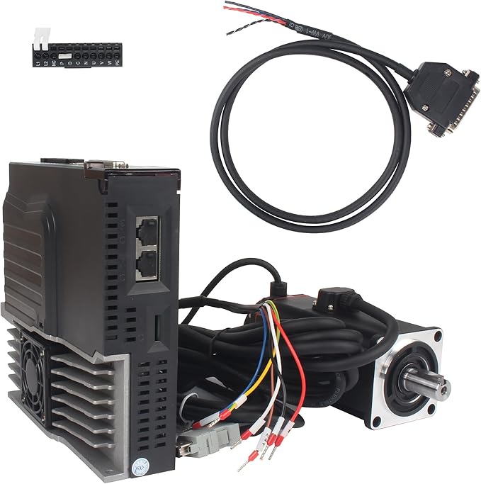 with Brake 600W AC Servo Motor Kit, CNC 220V 3.5A 3000rpm L3000 17-bit Encoder RS485 Servo Motor Driver Controller Kit for CNC Engraver Milling Machine/Robot