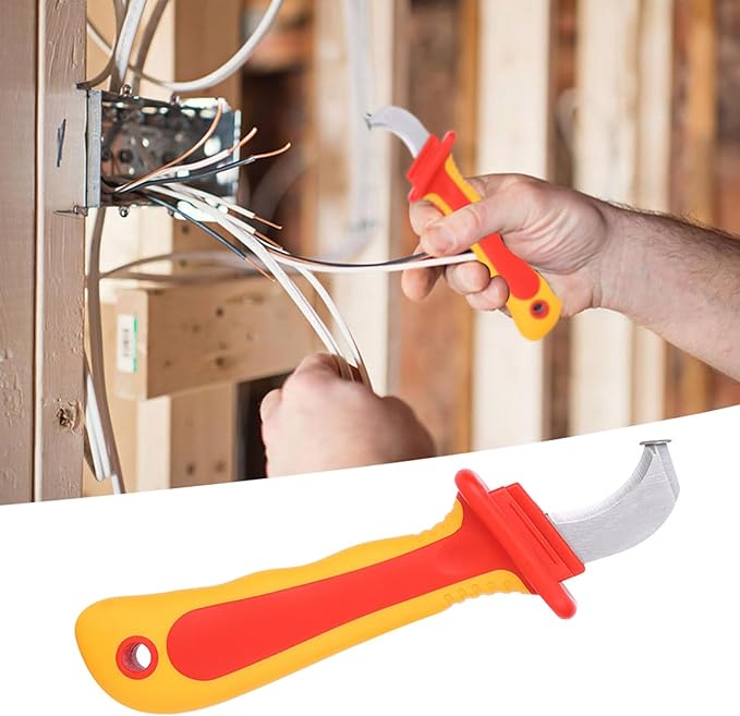 Cable Stripper, Electrician Knife, Insulation Knife for Cutting Insulation 1000V, 8.3IN Antislip Wire Skinning Knife, Cable Knife, Electrical Knife Antimagnetic IEC60900