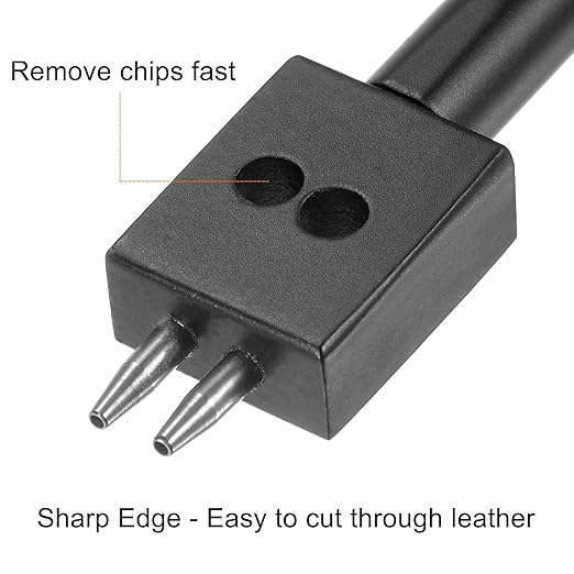 uxcell 2 Prong Leather Prong Punch Tool 5mm Steel Prong Row Round Hole Stitching Chisel for Leather Craft