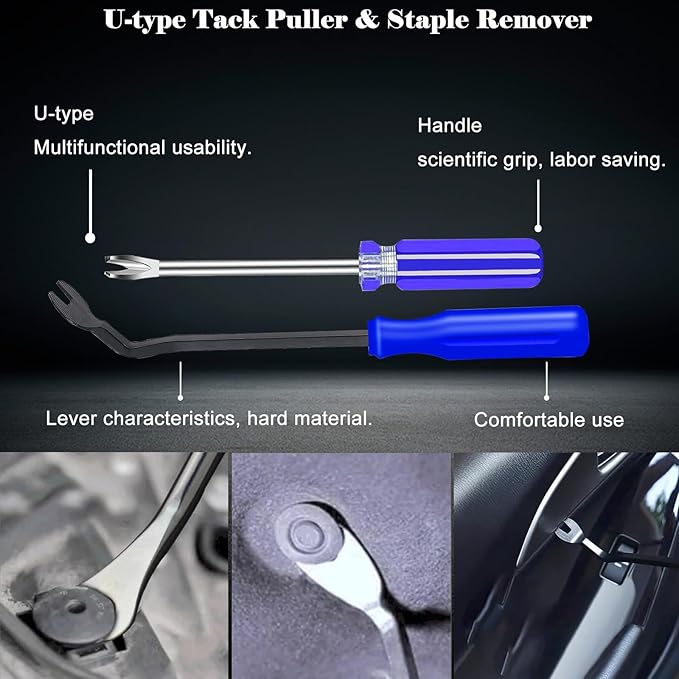 4Pcs Upholstery Staple Remover Tool Set Including 7inch End Cutting Plier,V Tip Tack Puller,U Tip Tack Puller,Staple Remover,Nail Puller Carpet Remover for Furniture Floor Photo Frame