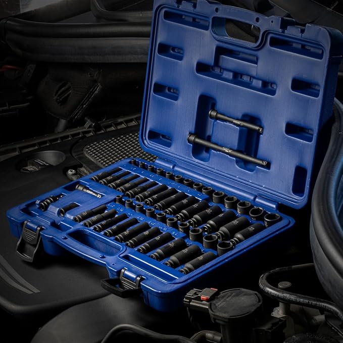 Stark USA Elite 53PCS 1/4" DR Master Impact Socket Wrench Set, Universal Socket Adapter SAE (3/16" - 9/16") & MM (4 to 15)