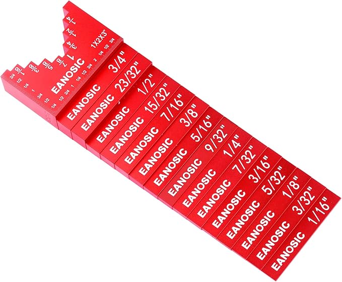 Setup Blocks Woodworking Tools - 16 PCS Height Gauge Block Set with Easy Block, Precision Ruler-Marked Bars - Solid Aluminum Alloy Setup Barsn Saw Gauges for Router and Table Saw Set Up