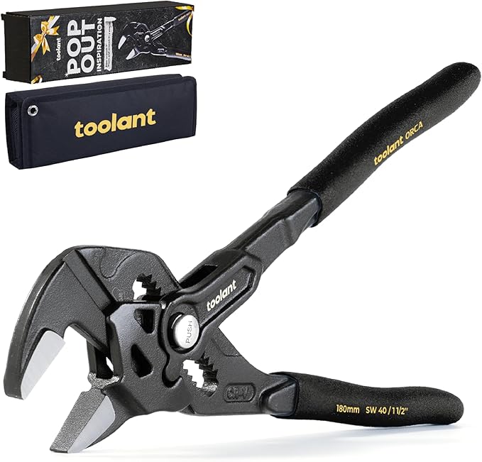 toolant 7-Inch Black Gold Adjustable Plier Wrench, CR-V Steel Smooth Parallel Jaws with Pouch ??Suitable for Nuts, Pipes, Plumbing, Auto & Repairs, Suitable Gift for DIYers