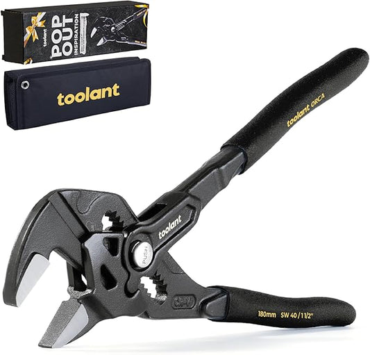 toolant 7-Inch Black Gold Adjustable Plier Wrench, CR-V Steel Smooth Parallel Jaws with Pouch ??Suitable for Nuts, Pipes, Plumbing, Auto & Repairs, Suitable Gift for DIYers
