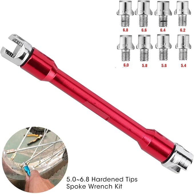 Watris Veiyi Motorcycle Spoke Wrench, 5.0-6.8mm, for Most Motorbikes (Red)