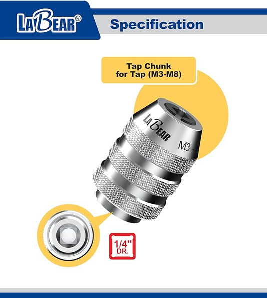 LABEAR 1/4"DR M3~M8 Interchangeable Tap Chuck, Adjustable Tap Socket, tap socket