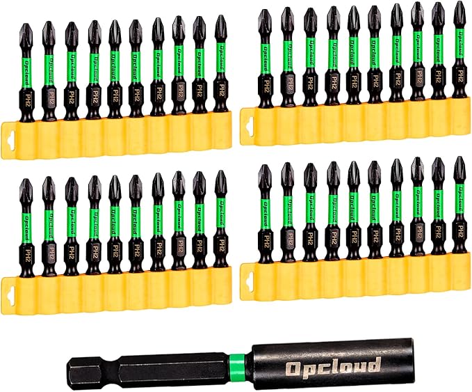 Impact #2 Phillips Screwdriver Bit Set, 41 Pieces 2?쒾2 Steel Magnetic PH2 Tips Driver Power Bit Set with Extension Impact Bit Holder