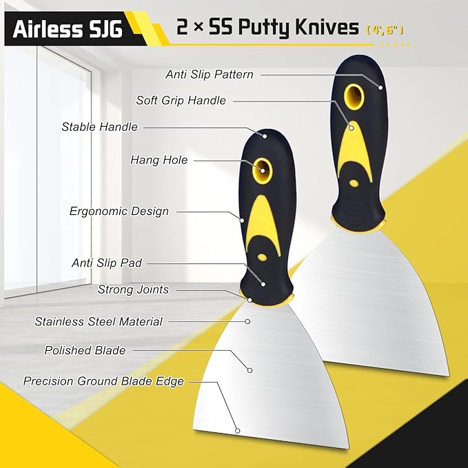14PCS Drywall Knife Set, Hand Tool Kit Include Stainless Steel Putty Knives, Taping Knives, Painter Scraper, 14" Drywall Mud Pan,Oxford Carry Bag & Sanding Block,Spackle Tools for Home